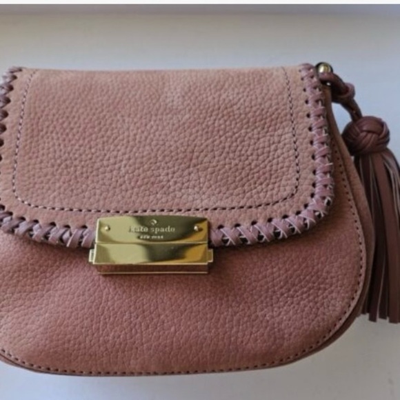 Kate Spade Somerset Adalise Suede & Pebbled Leather Crossbody Vintage Rose - Picture 14 of 14